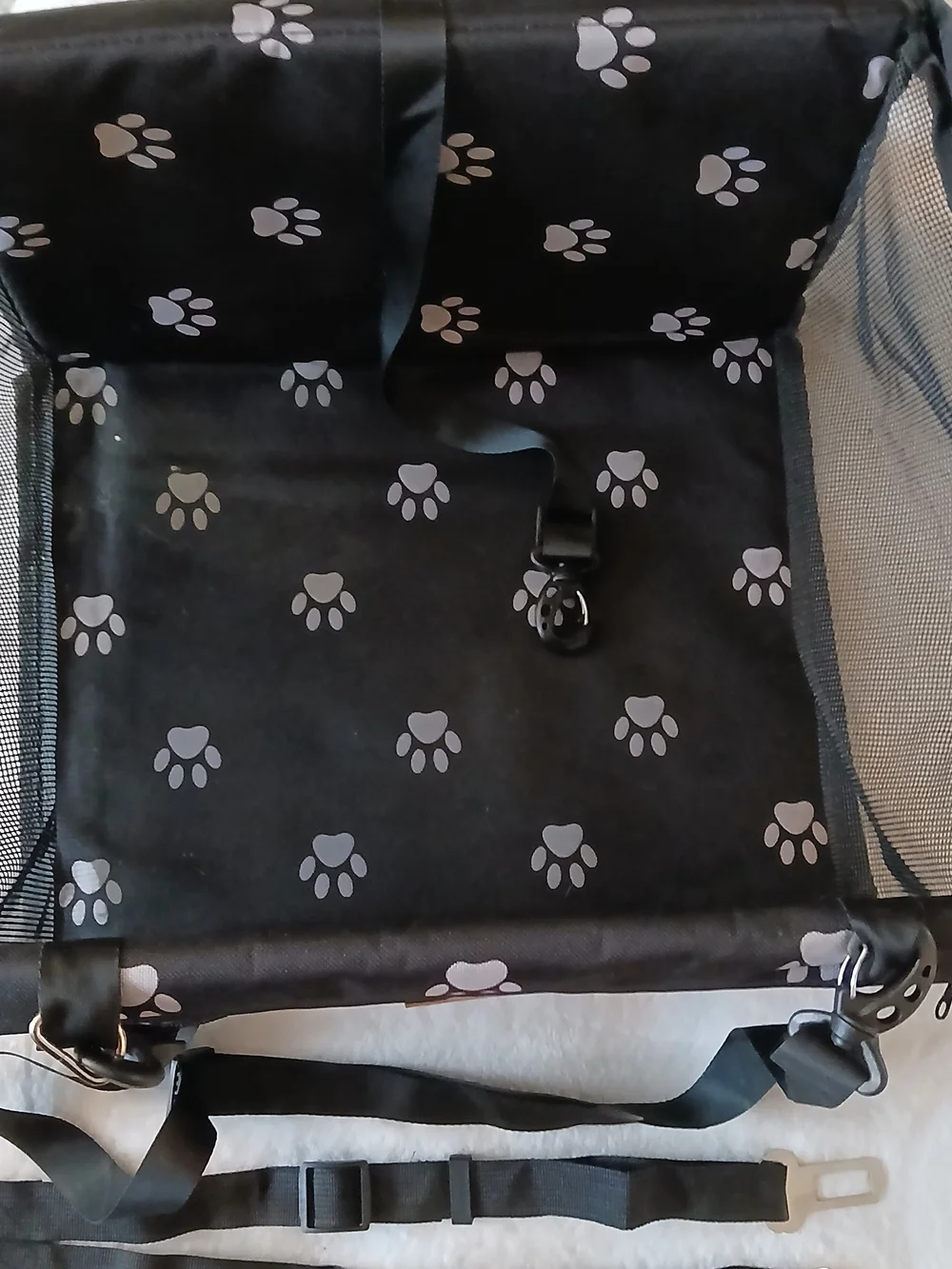 Paw-Print VEHICLE Travel Pet Carrier Safety Bag + 2 Seat Belt Straps